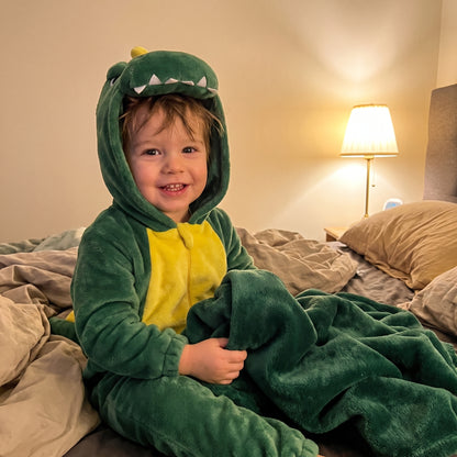 Dino costume pajamas kids put on without a fight